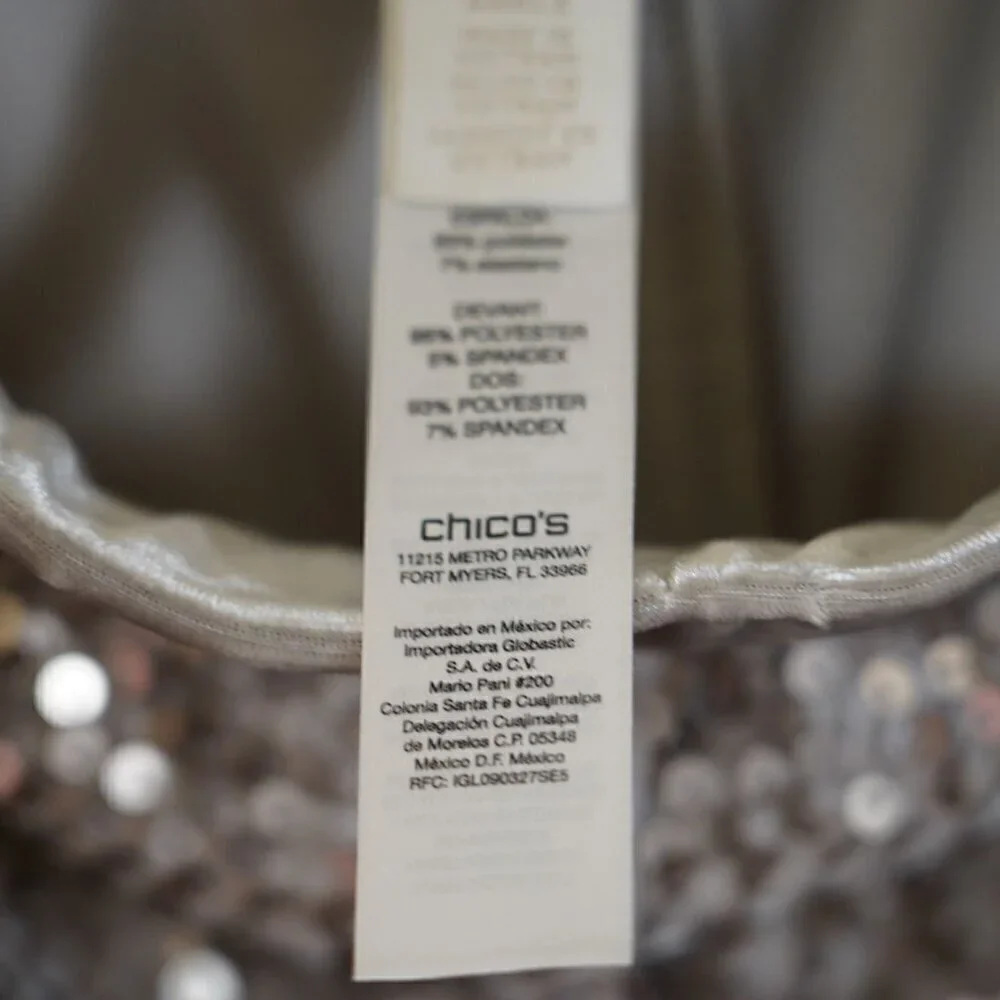 Chicos Womens Sequin Velvet ankle Pants M(8) Champagne Party Club Holiday - Picture 10 of 10